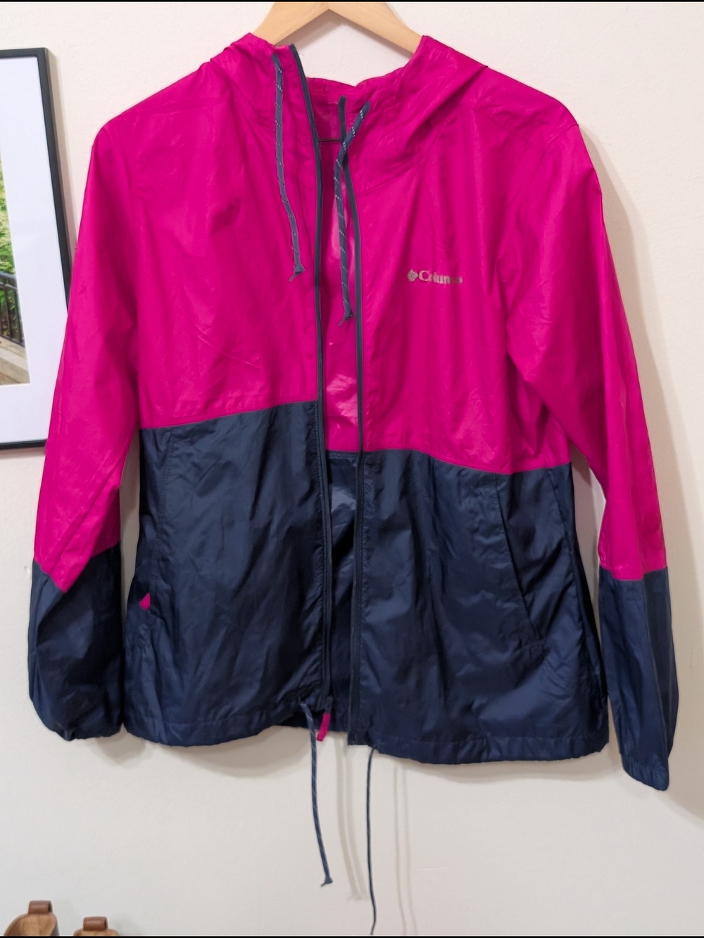Columbia Pink & Navy Lightweight Rain Jacket